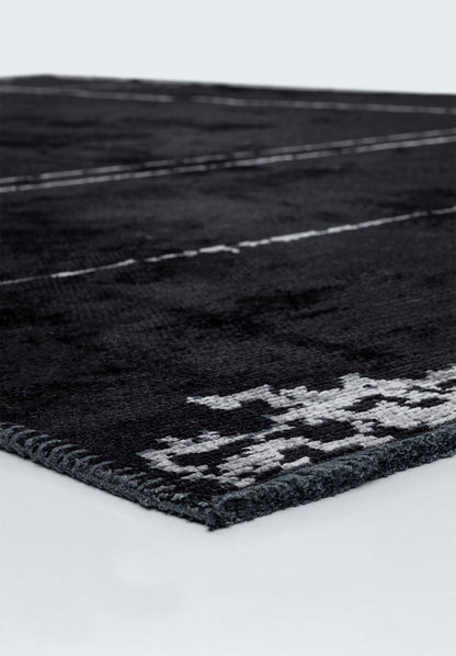 Barber Light Grey - Black Rug