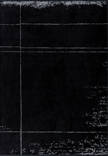 Barber Light Grey - Black Rug