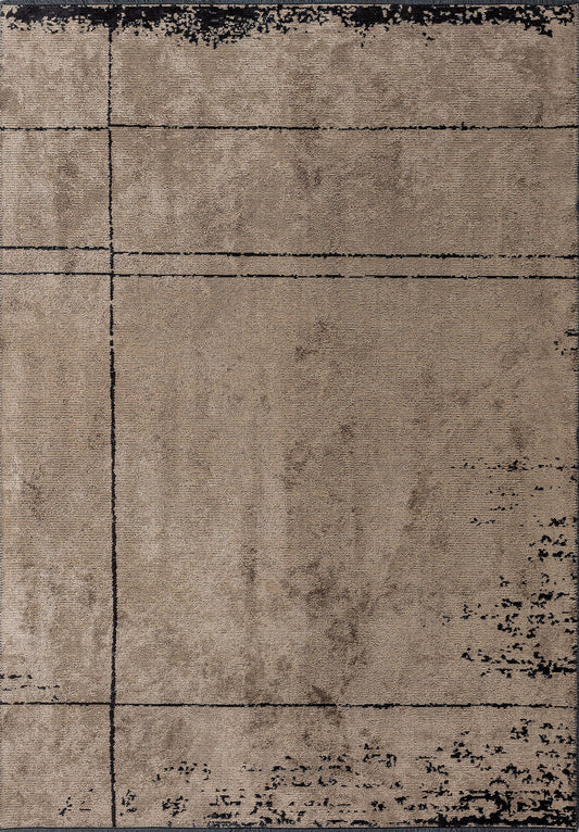 Barber Black - Dark Beige Rug area carpet area rug carpet Color_Beige Color_Black coral Material_Cotton & Viscose