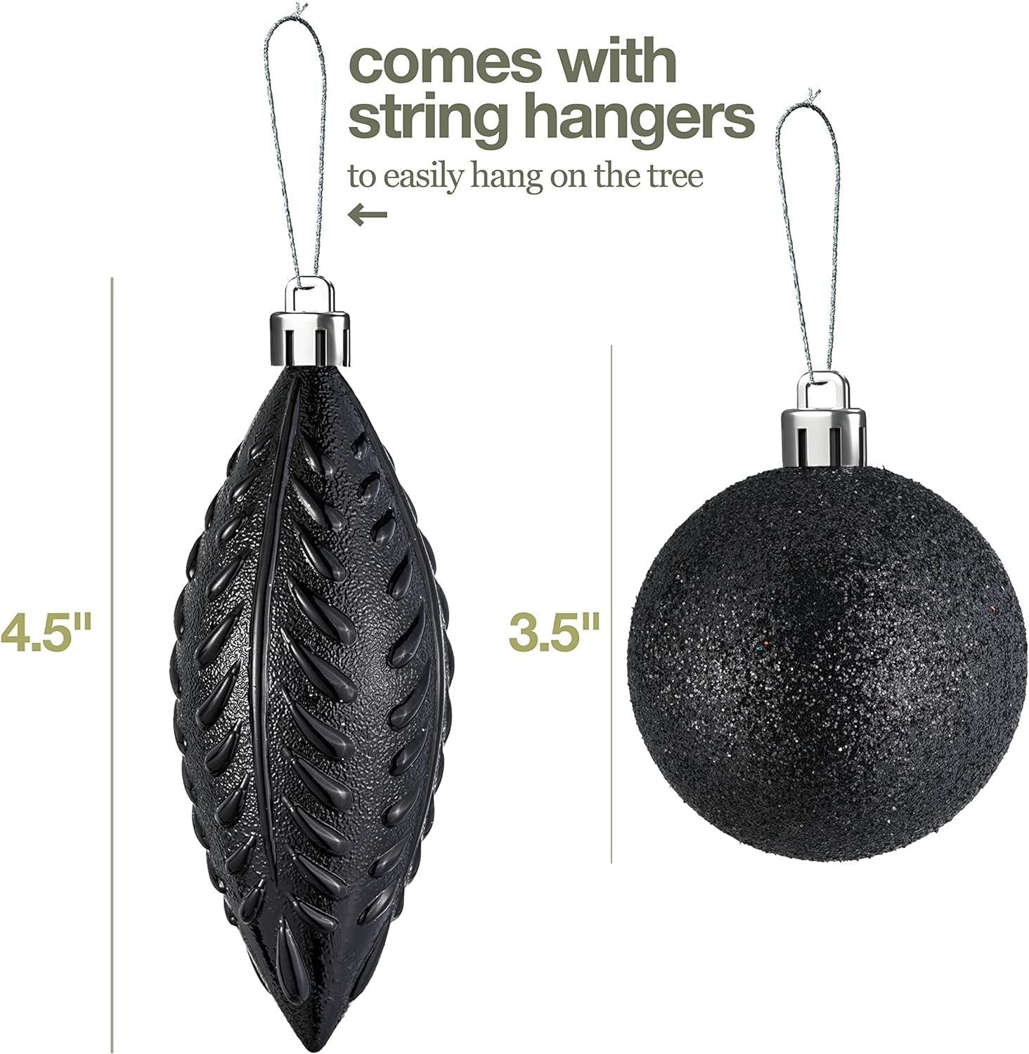 Prextex Christmas Tree Ornaments - Black Christmas Ball Ornaments Set for Christmas, Holiday, Wreath & Party Decorations (24 Pcs - Small, Medium, Large) Shatterproof Black Christmas Ornaments Hanging Ornaments Home & Kitchen Home Décor Accents Home Décor Products