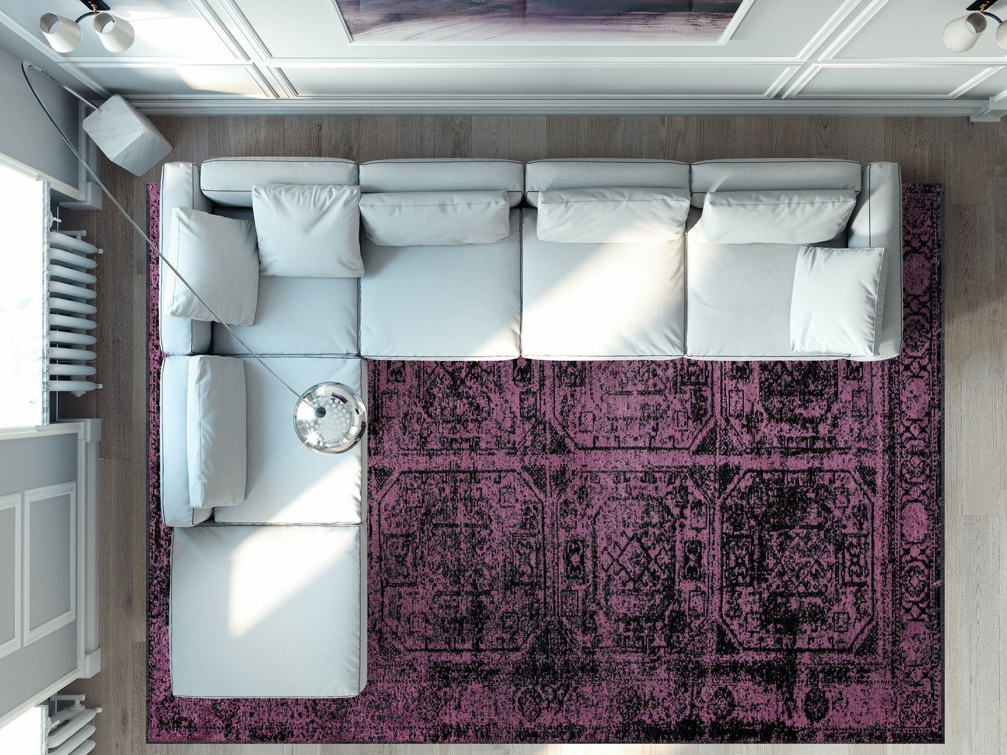 Tile Black - Pink Rug