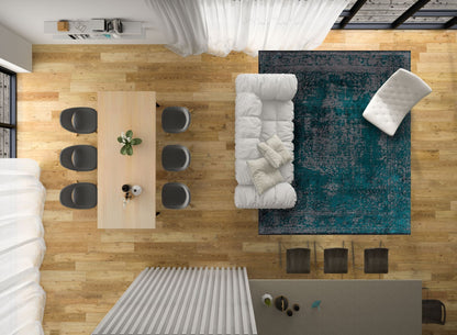 Medallion Grey - Dark Turquoise Rug