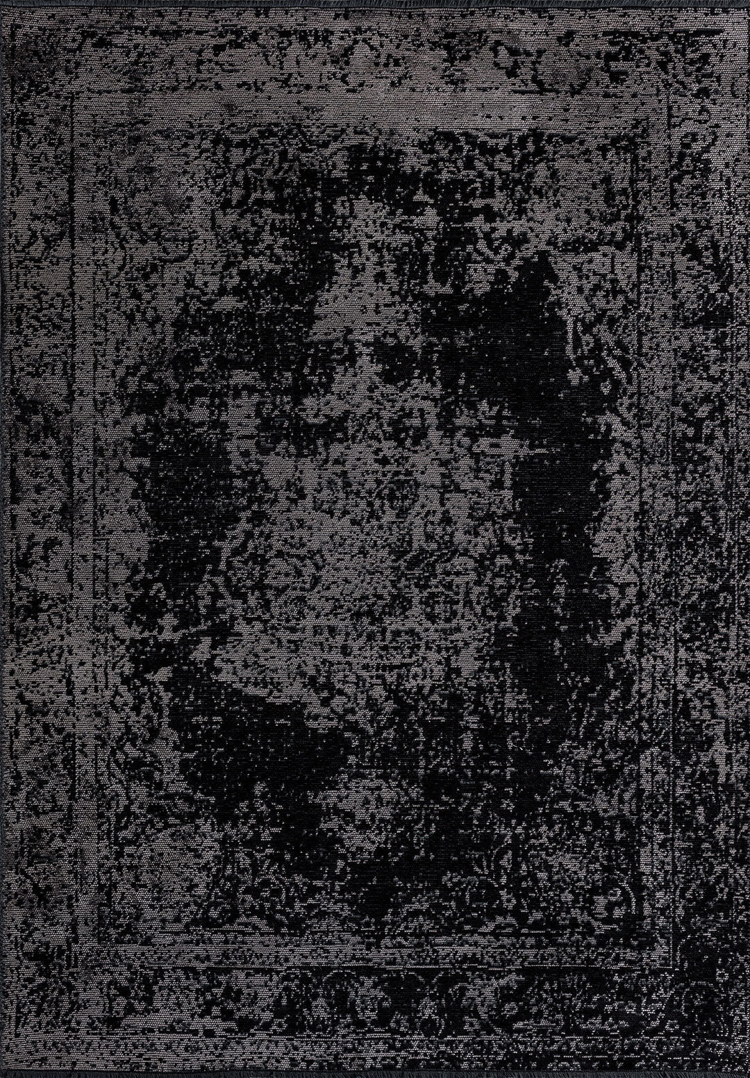 Medallion Grey - Black Rug