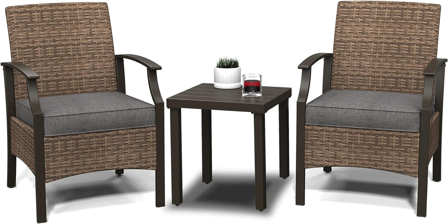 Grand Patio 5-Piece Outdoor Furniture Sets Weather-Resistant Wicker Steel Outdoor Patio Chairs with Olefin Cushions Ottomans and Coffee Table for Balcony Backyard Garden Poolside- Gray Conversation Sets Lawn & Garden Patio Patio Furniture & Accessories Patio Furniture Sets