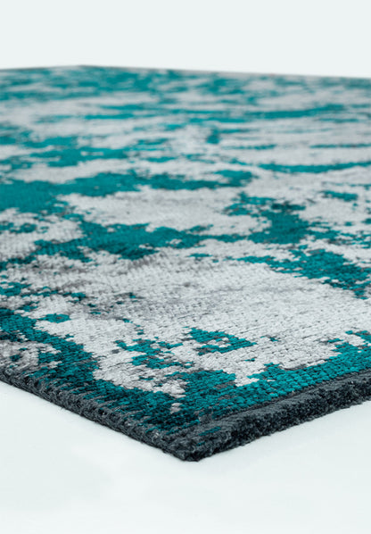 Marble Dark Turquoise - Light Grey Rug