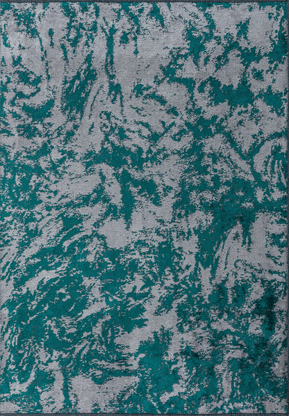 Marble Dark Turquoise - Light Grey Rug