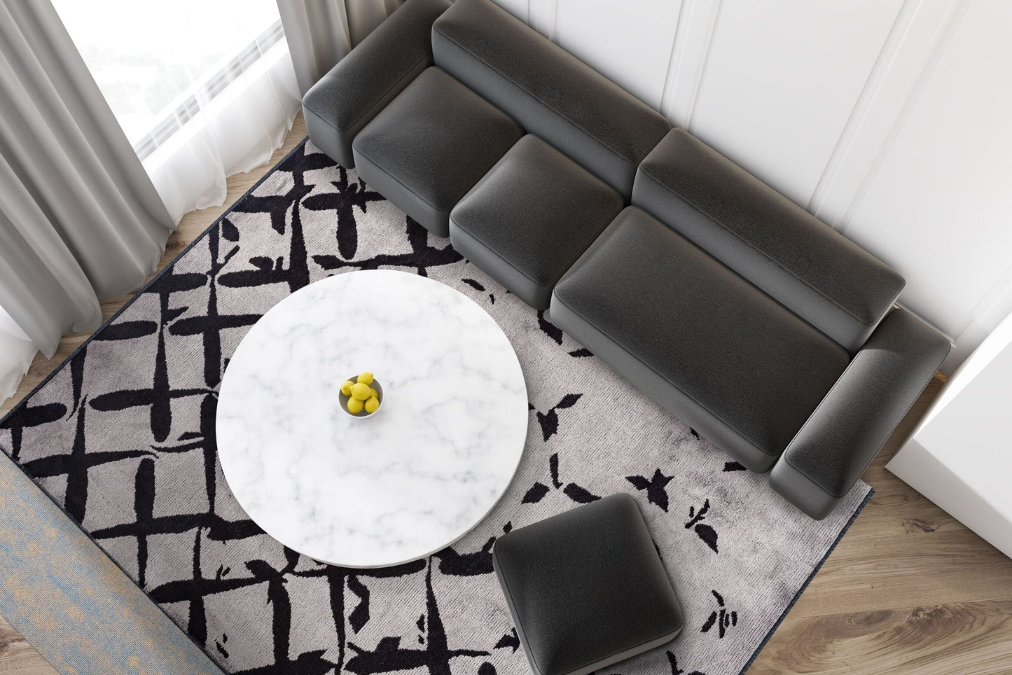 Fade Black - Light Grey Rug