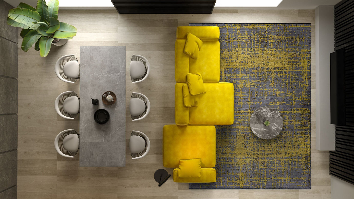 Spark Grey - Yellow Rug