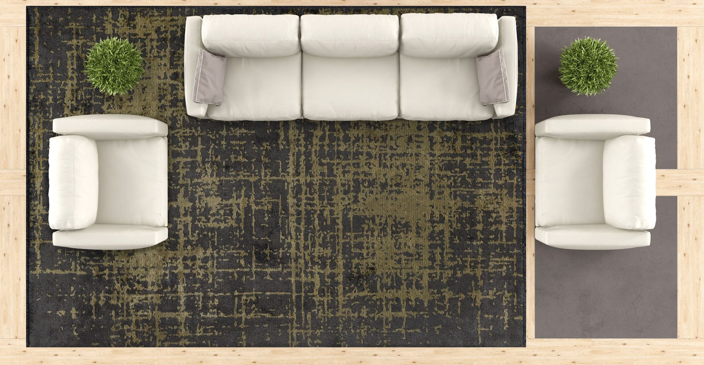 Spark Anthracite - Green Rug