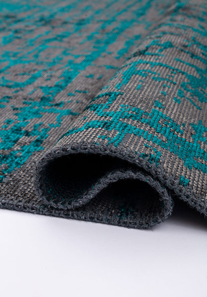 Spark Anthracite - Dark Turquoise Rug