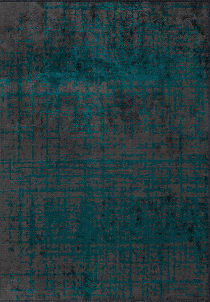 Spark Anthracite - Dark Turquoise Rug
