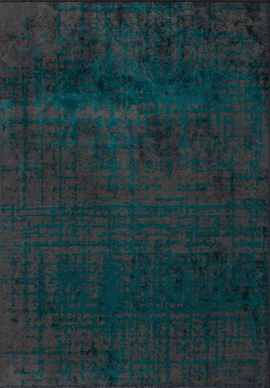 Spark Anthracite - Dark Turquoise Rug