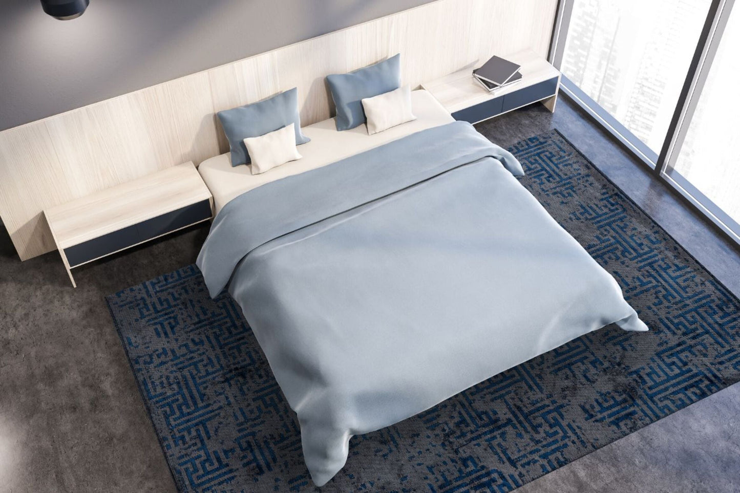 Labyrinth Grey - Navy Blue Rug