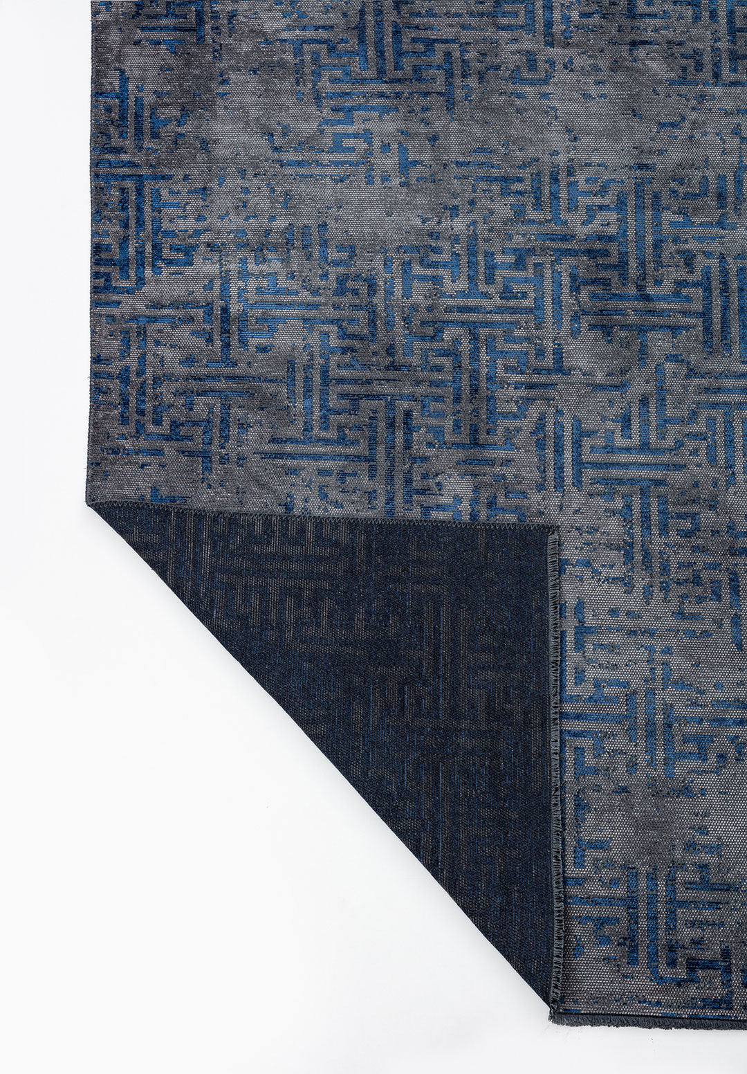Labyrinth Grey - Navy Blue Rug