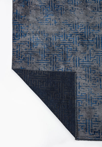 Labyrinth Grey - Navy Blue Rug