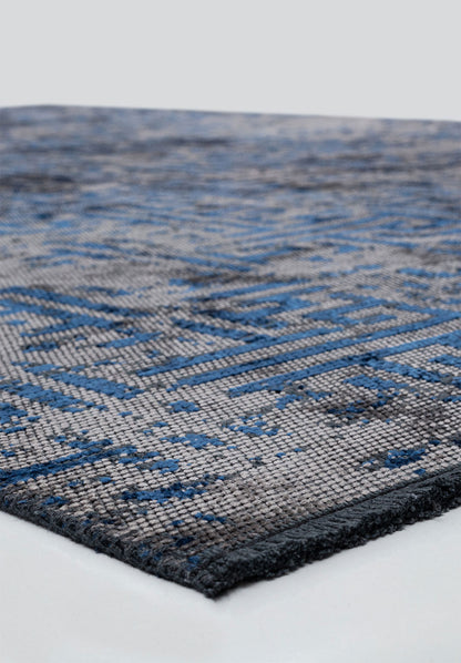 Labyrinth Grey - Navy Blue Rug