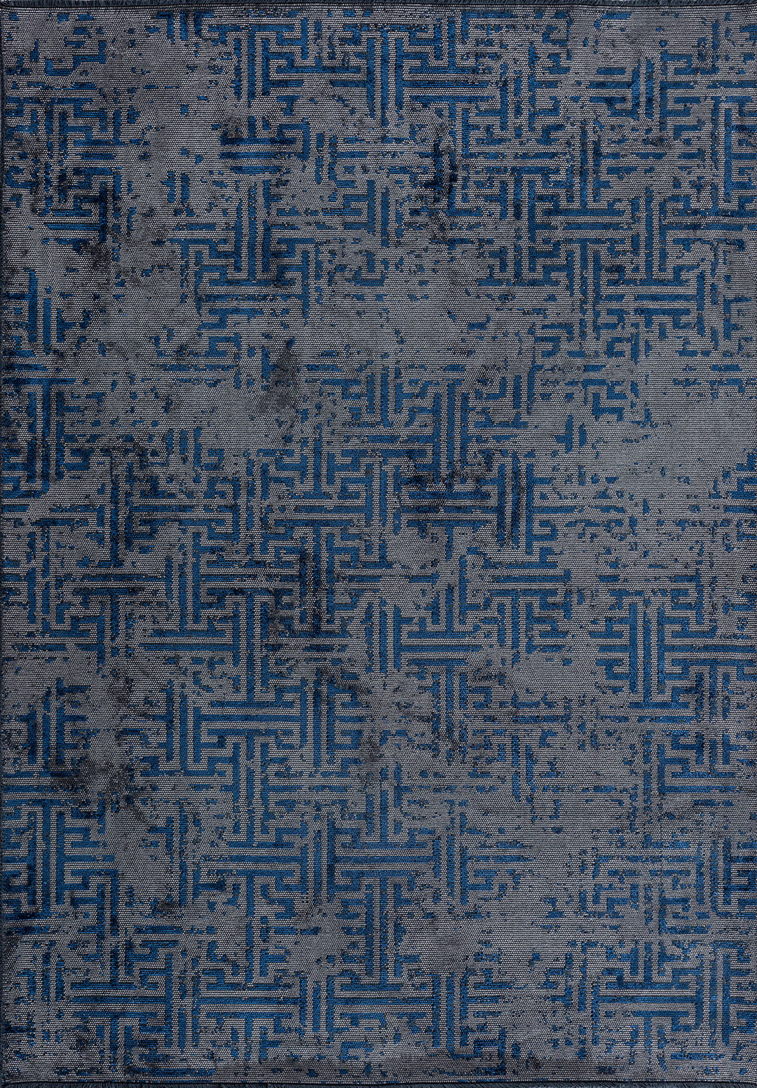 Labyrinth Grey - Navy Blue Rug