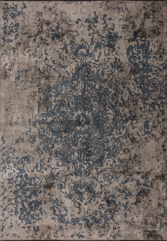 Seal Blue - Beige Rug