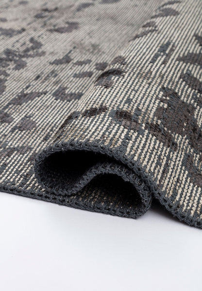 Flora Charcoal - Beige Rug