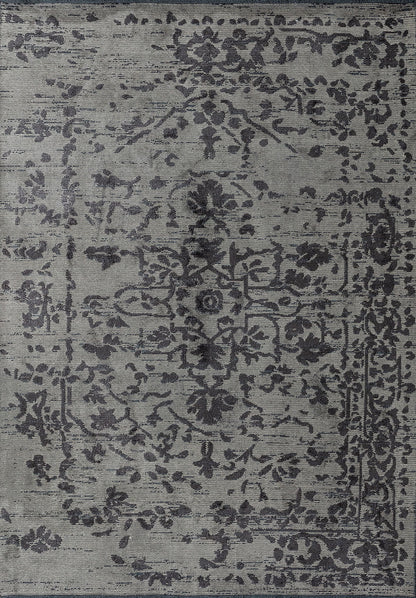 Flora Charcoal - Beige Rug