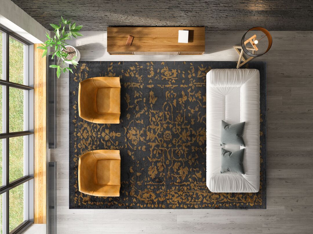 Flora Mustard - Anthracite Rug