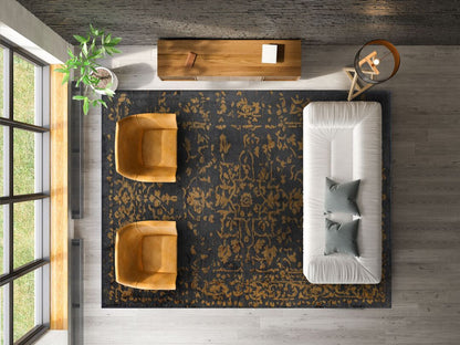 Flora Mustard - Anthracite Rug