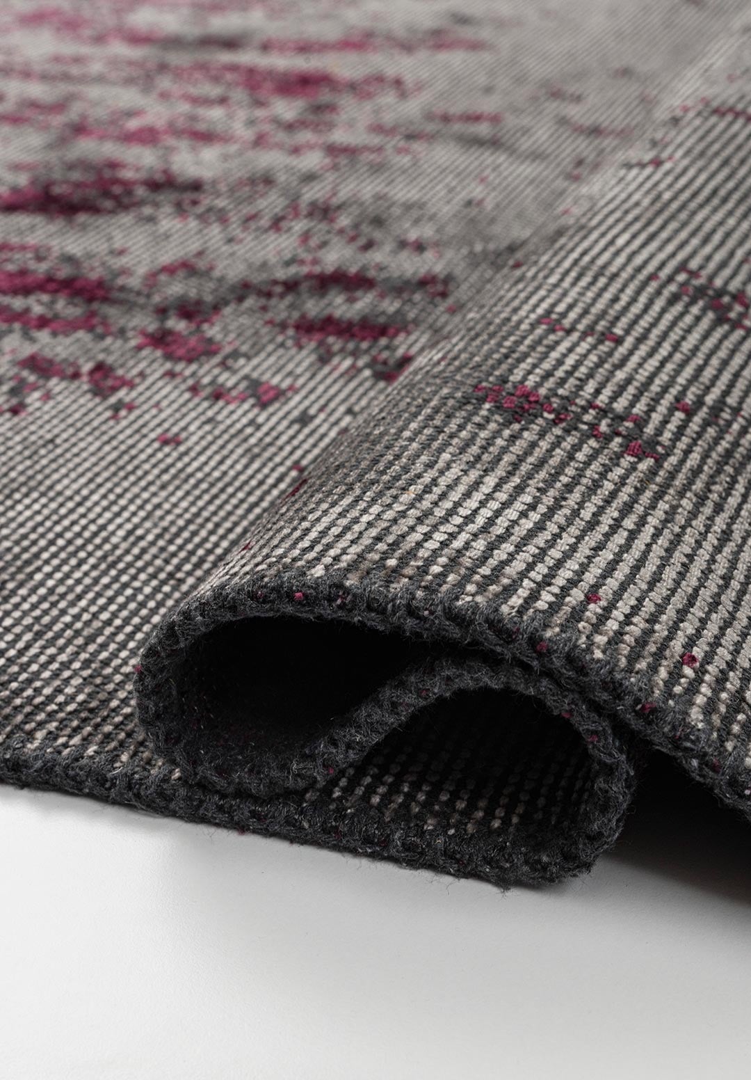 Caesar Grey - Dark Damson Rug area carpet area rug carpet Color_Grey Color_Purple Material_Cotton & Viscose vintage