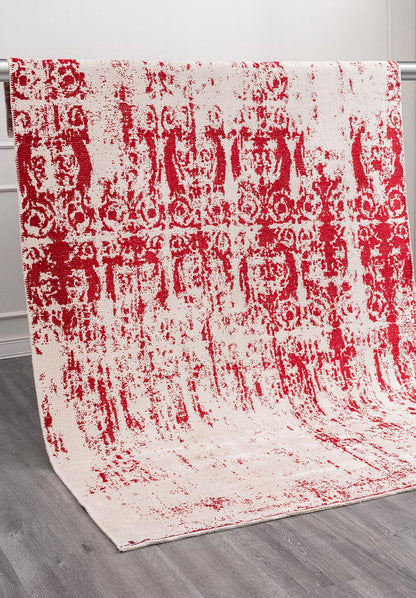 Caesar Ecru - Red Rug area carpet area rug carpet Color_Beige Color_Red Material_Cotton & Viscose vintage