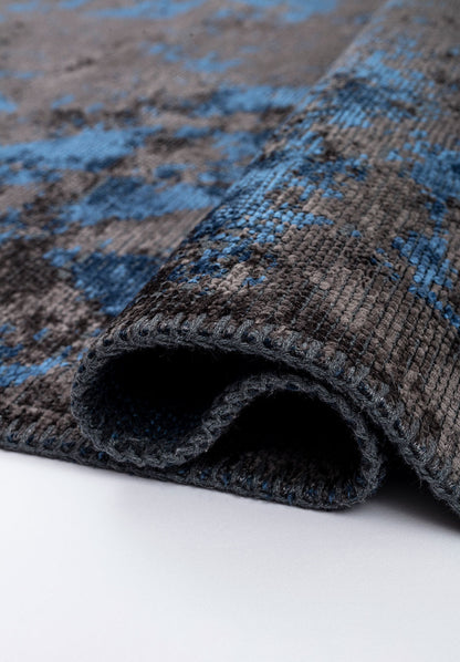 Triangle Charcoal - Navy Blue Rug
