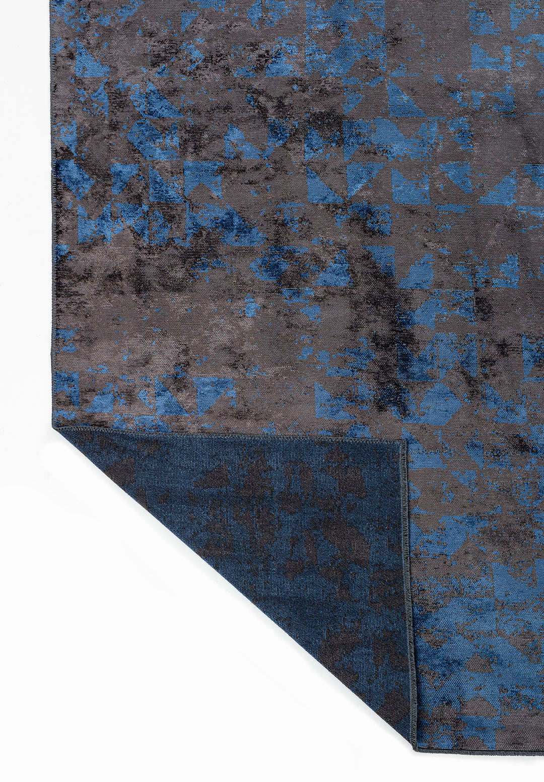 Triangle Charcoal - Navy Blue Rug
