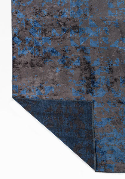 Triangle Charcoal - Navy Blue Rug