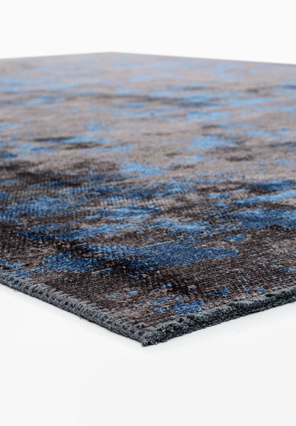 Triangle Charcoal - Navy Blue Rug