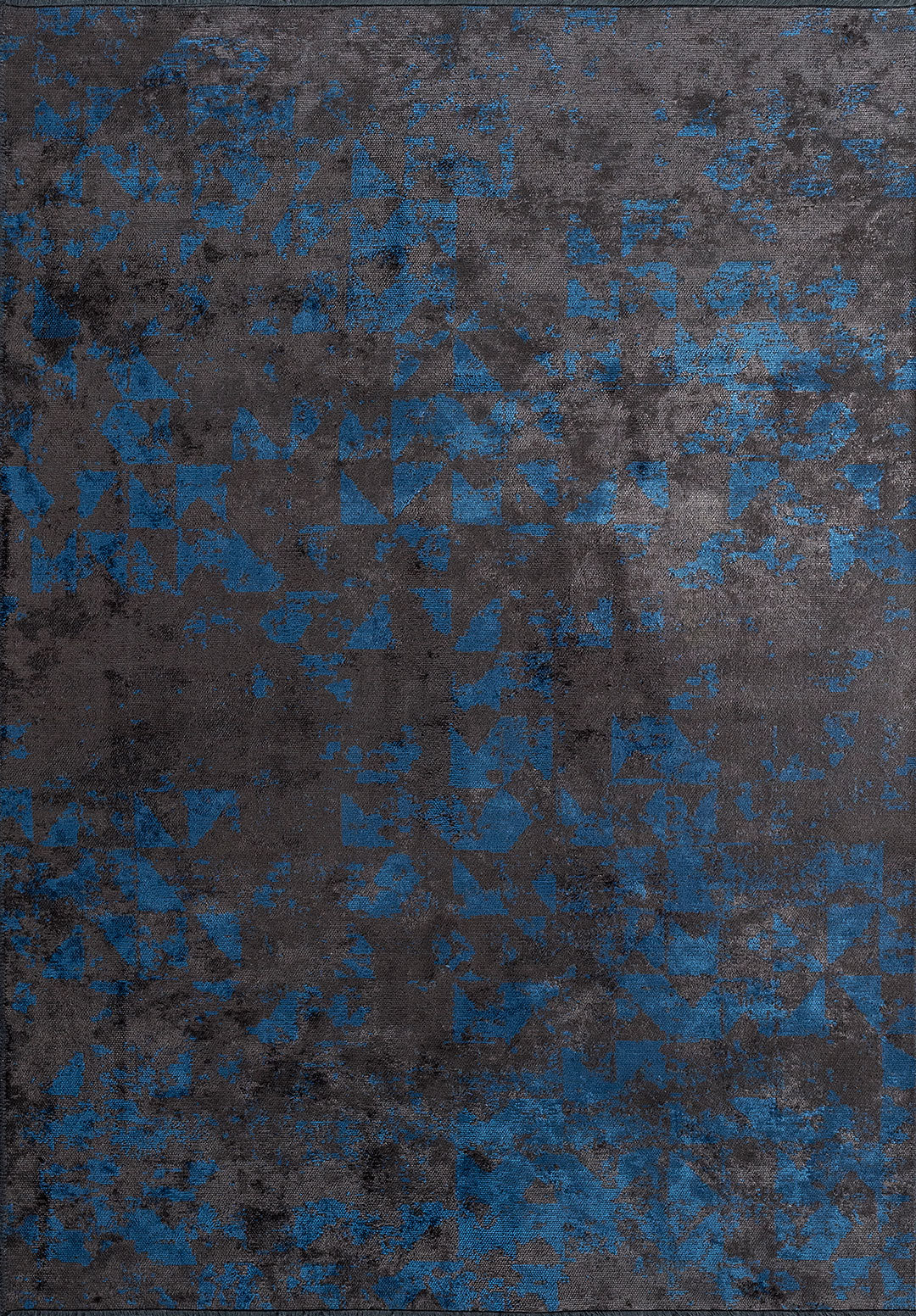 Triangle Charcoal - Navy Blue Rug