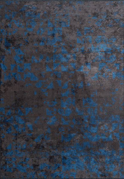 Triangle Charcoal - Navy Blue Rug