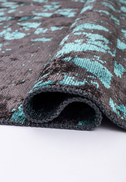 Triangle Charcoal - Turquoise Rug