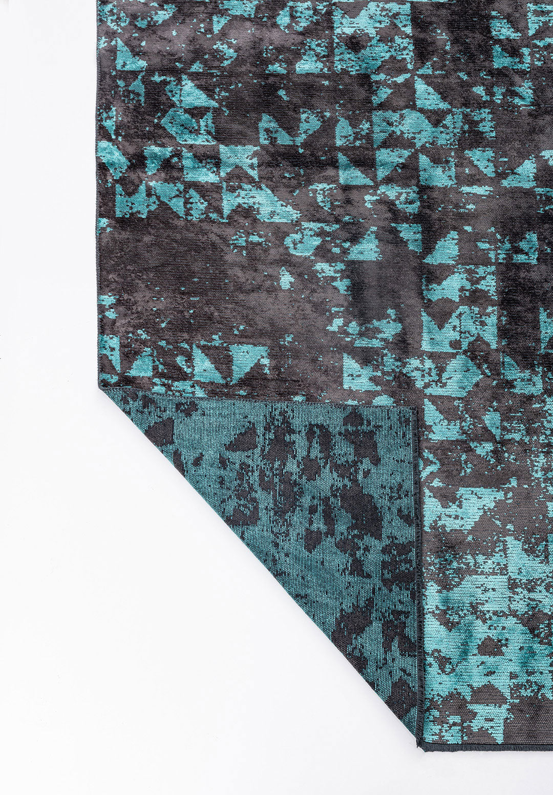 Triangle Charcoal - Turquoise Rug
