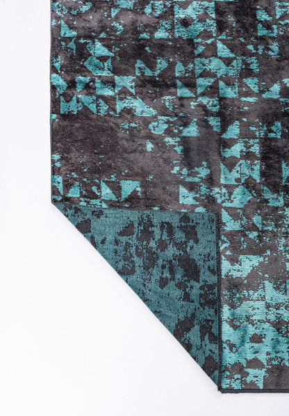 Triangle Charcoal - Turquoise Rug