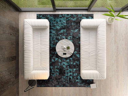 Triangle Charcoal - Turquoise Rug