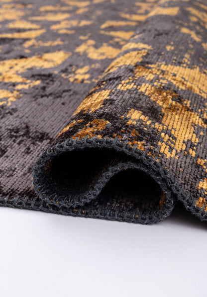 Triangle Charcoal - Mustard Rug