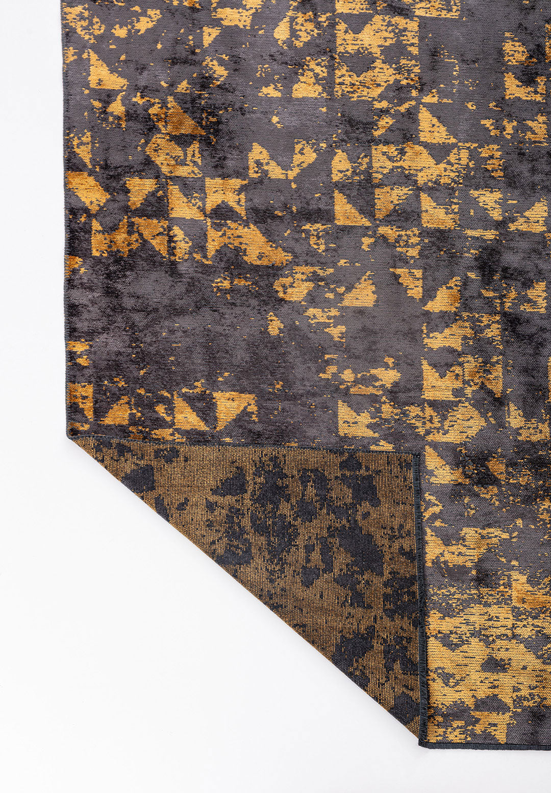 Triangle Charcoal - Mustard Rug