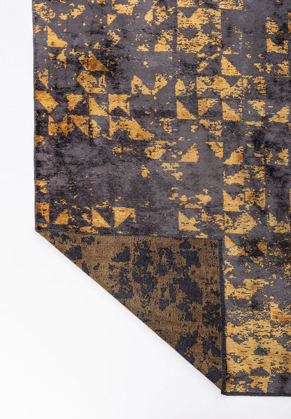 Triangle Charcoal - Mustard Rug