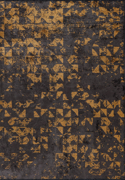Triangle Charcoal - Mustard Rug