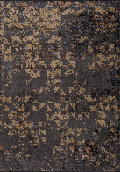 Triangle Charcoal - Light Brown Rug