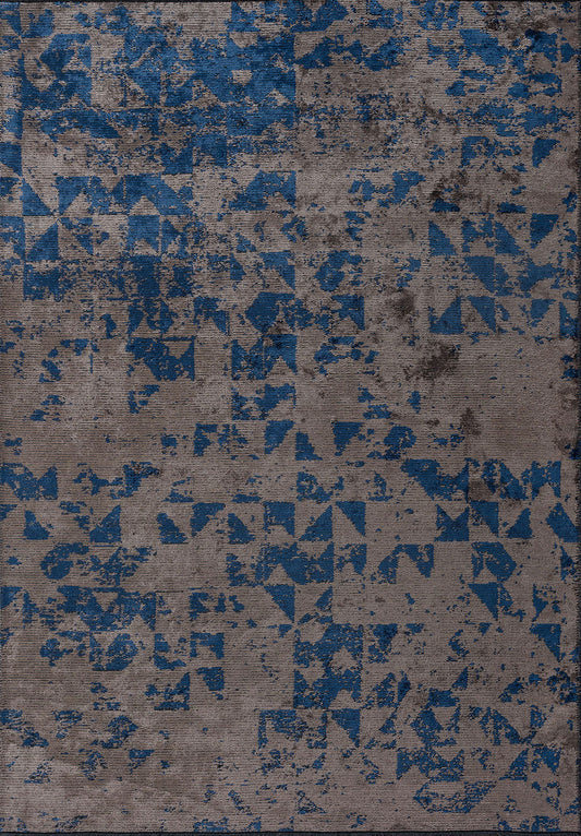 Triangle Dark Grey - Navy Blue Rug