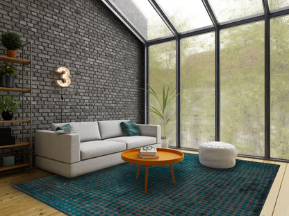 Dots Charcoal - Dark Turquoise Rug