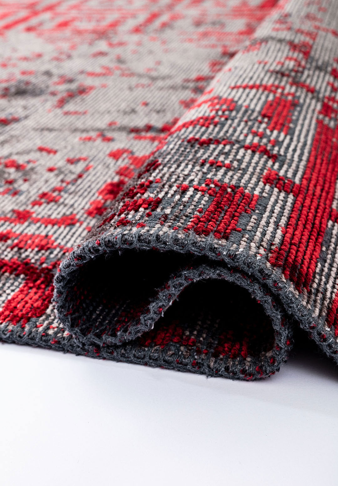 Helix Red - Dark Grey Rug