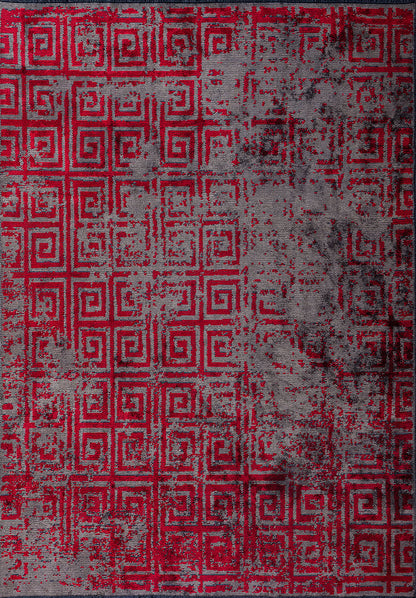 Helix Red - Dark Grey Rug