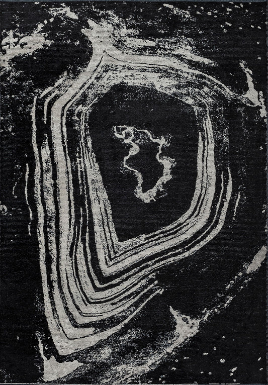 Smoke Cream - Black Rug