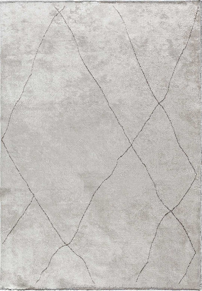 Bohemian Dark Grey - White Rug