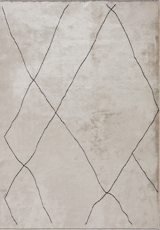 Bohemian Black - White Rug area carpet area rug carpet Color_Black Color_White Material_Cotton & Viscose SHELL
